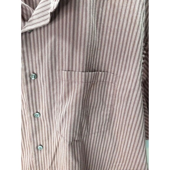 Van Heusen Short Sleeve Dress Career Shirt Chest Pocket XXL Maroon White Stripe - Picture 2 of 5
